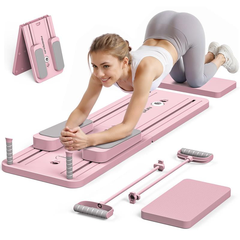 FEIERDUN Multi-Functional Pilates Board,Ab & Core Strength Workout Equipment,Foldable Home Pilates Reformer,300Lbs Capacity for Full Body Workout